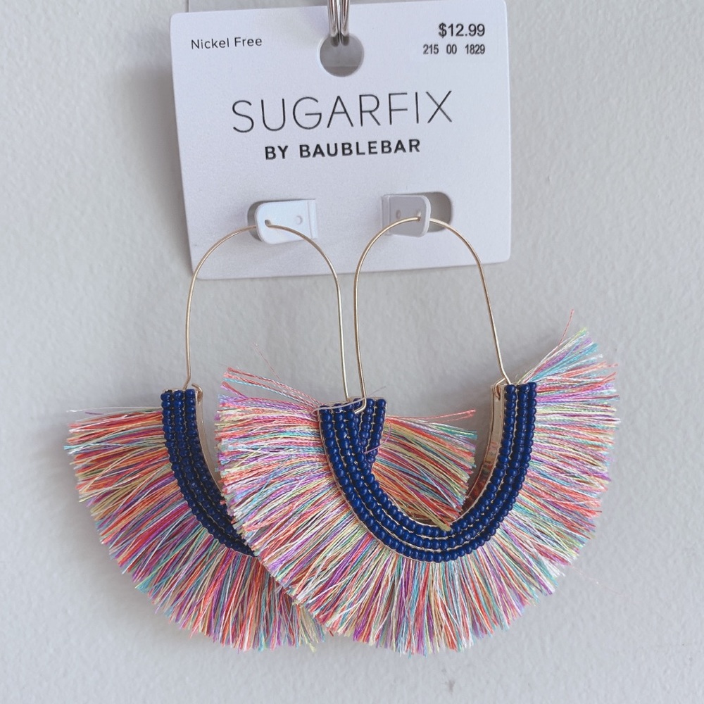 NWT Sugarfix bauble bar colorful fringe earrings